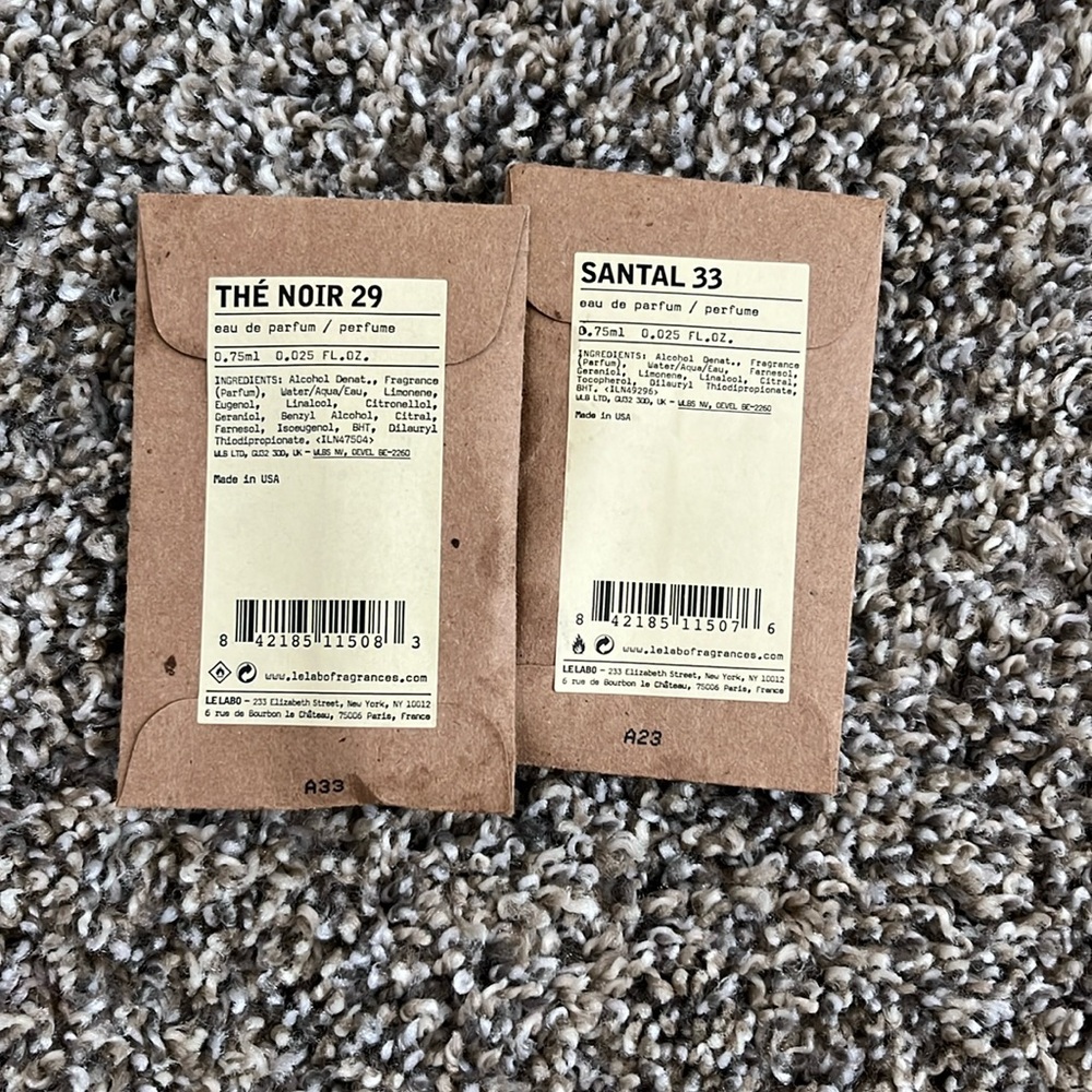 Le labo the nior 29 and santal 33 samples